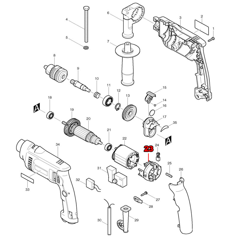 Makita Drill Hp1640 - Support de brosse de remplacement pour