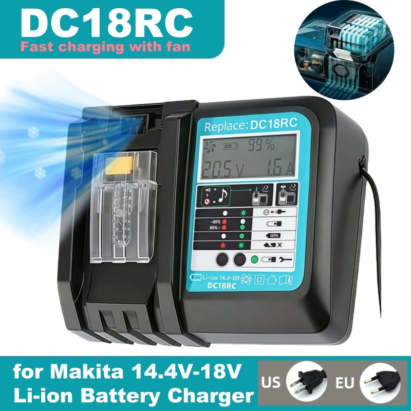 Makita Drill Hp1640 - Chargeur rapide DC18RC avec ventilateur pour